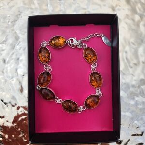 Silver and Amber Bracelet